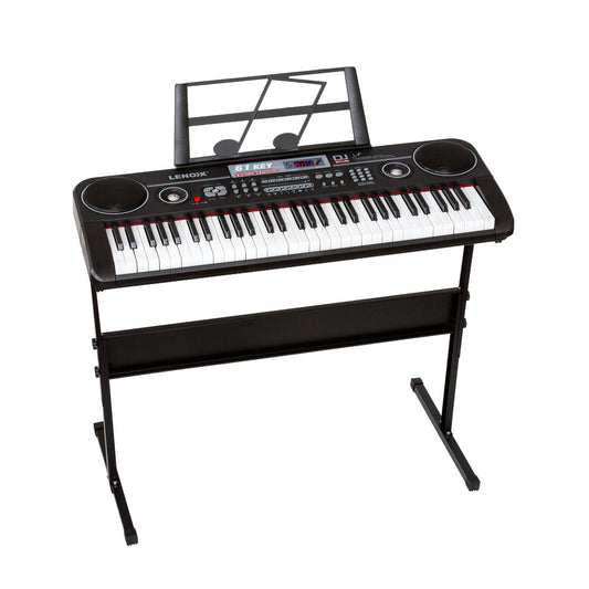 61-Key Electronic Learning Piano Keyboard, Light-Up Keys, LCD Display, with Music Stand Holder V196-KB328
