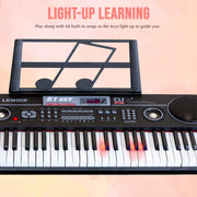 61-Key Electronic Learning Piano Keyboard, Light-Up Keys, LCD Display, with Music Stand Holder V196-KB328