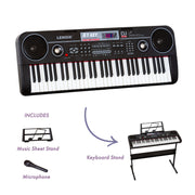 61-Key Electronic Learning Piano Keyboard, Light-Up Keys, LCD Display, with Music Stand Holder V196-KB328