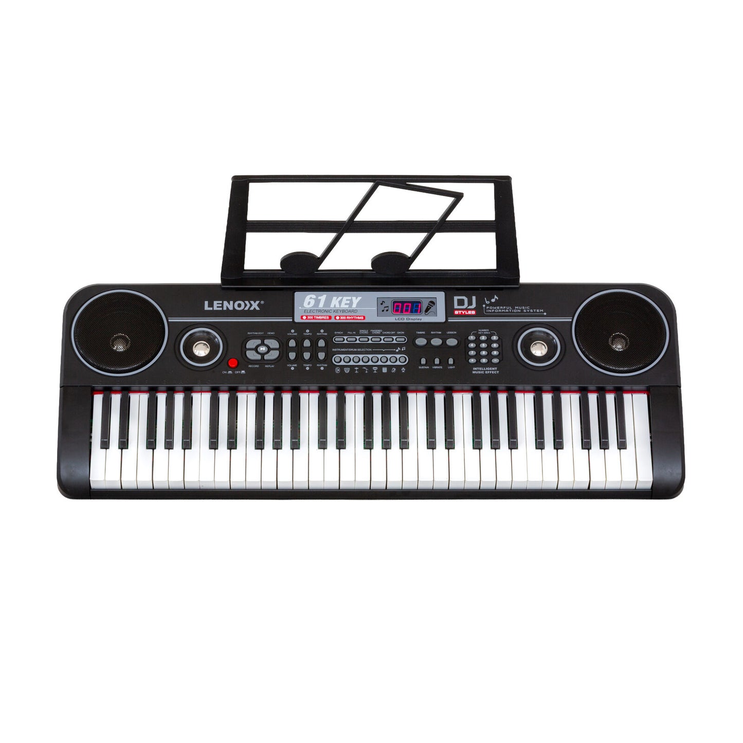 61-Key Electronic Learning Piano Keyboard, Light-Up Keys, LCD Display, with Music Stand Holder V196-KB328