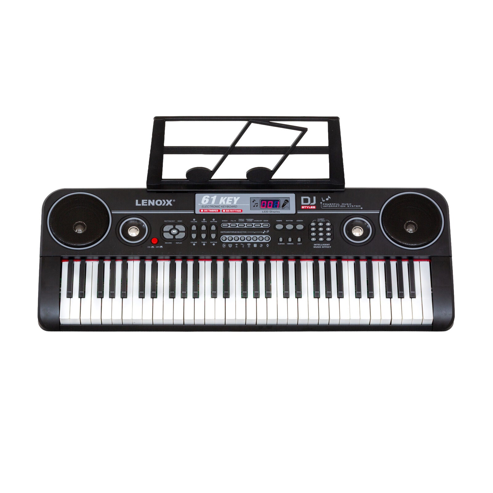61-Key Electronic Learning Piano Keyboard, Light-Up Keys, LCD Display, with Music Stand Holder V196-KB328