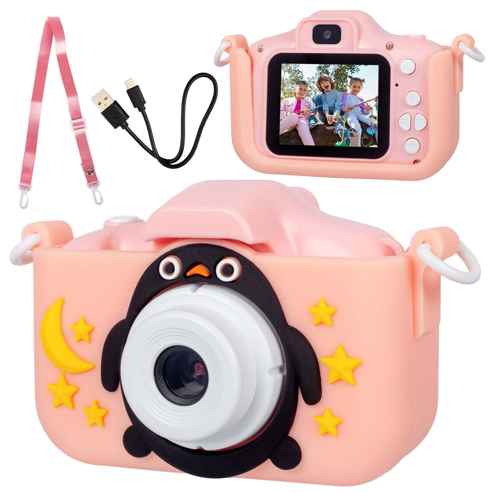 Kids Digital Dual Lens Camera, 4x Zoom and HD Video Recording (Pink) V196-KDC-0024