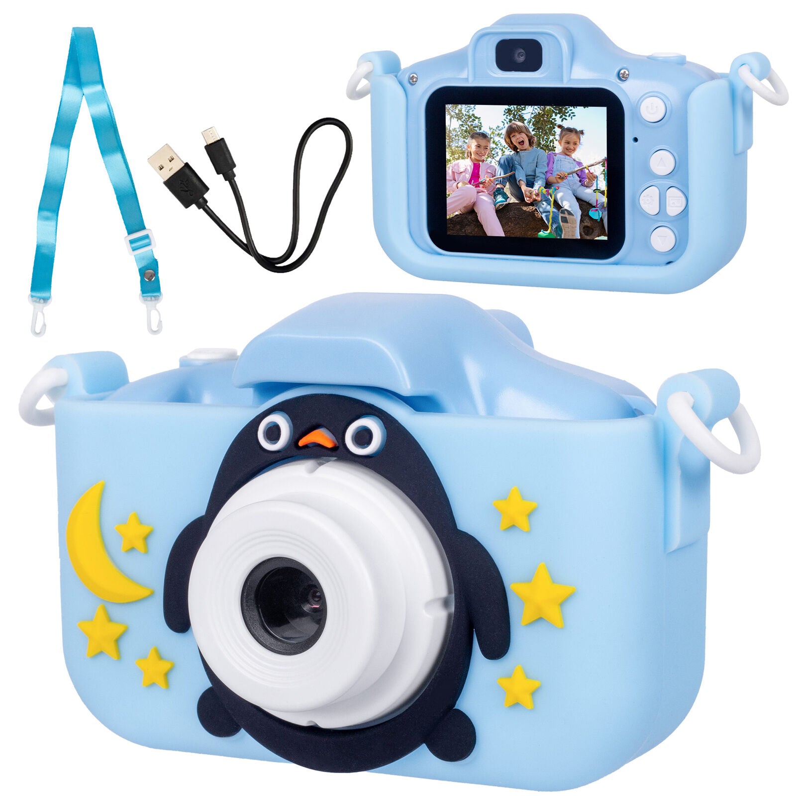 Kids Digital Dual Lens Camera, 4x Zoom and HD Video Recording (Blue) V196-KDC-0025