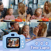 Kids Digital Dual Lens Camera, 4x Zoom and HD Video Recording (Blue) V196-KDC-0025