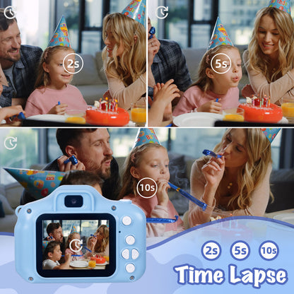 Kids Digital Dual Lens Camera, 4x Zoom and HD Video Recording (Blue) V196-KDC-0025