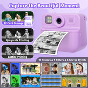 Kids 48MP Instant Print Camera with Dual Lens and 1080P HD Video V196-KDC-030D