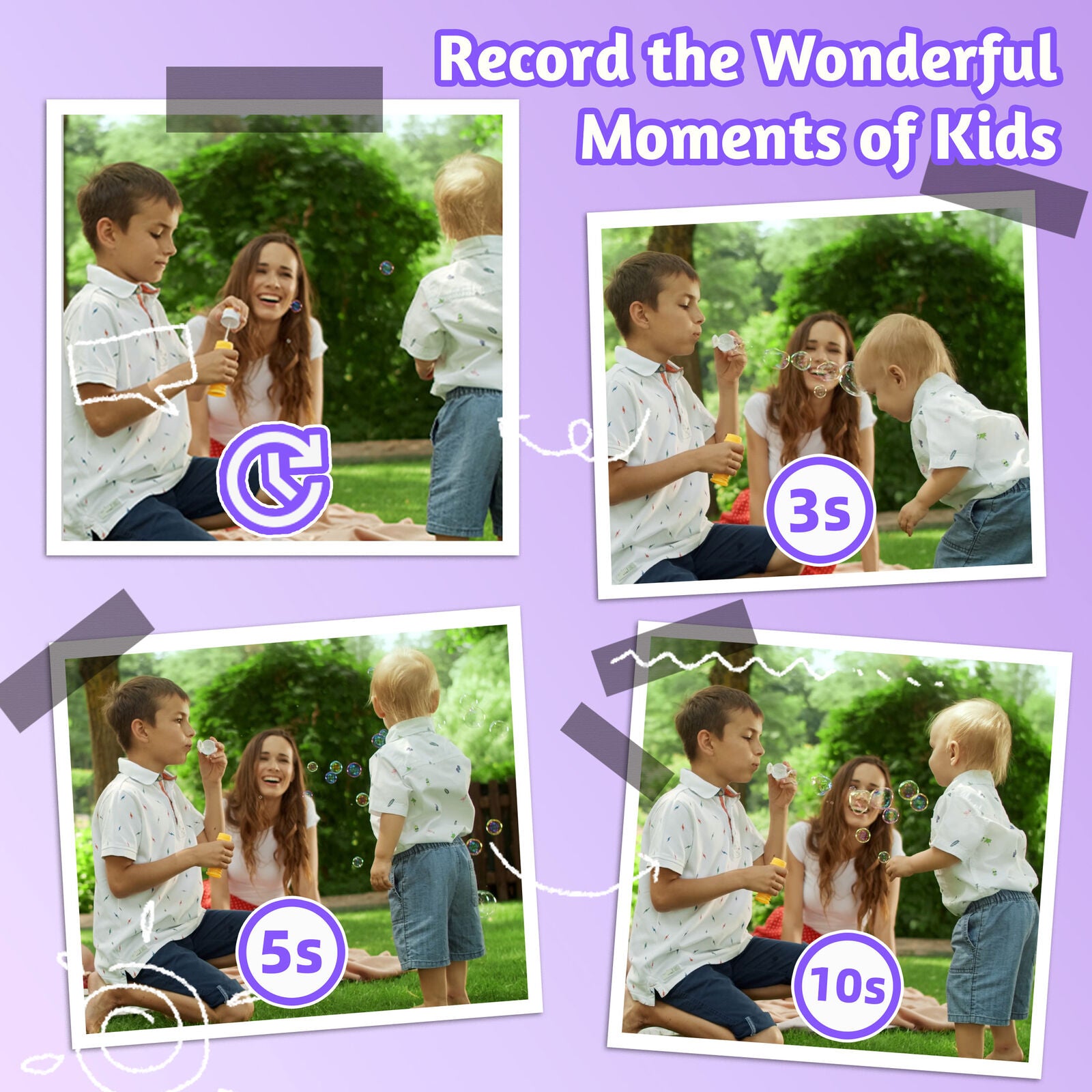 Kids 48MP Instant Print Camera with Dual Lens and 1080P HD Video V196-KDC-030D