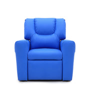 Kids Light Blue Recliner Chair w/ Footrest & Cup Holder V196-KR590LB_K