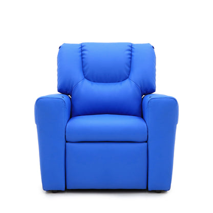 Kids Light Blue Recliner Chair w/ Footrest & Cup Holder V196-KR590LB_K