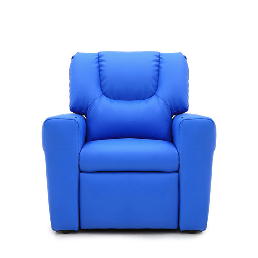 Kids Light Blue Recliner Chair w/ Footrest & Cup Holder V196-KR590LB_K