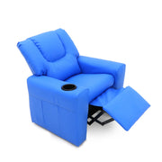 Kids Light Blue Recliner Chair w/ Footrest & Cup Holder V196-KR590LB_K