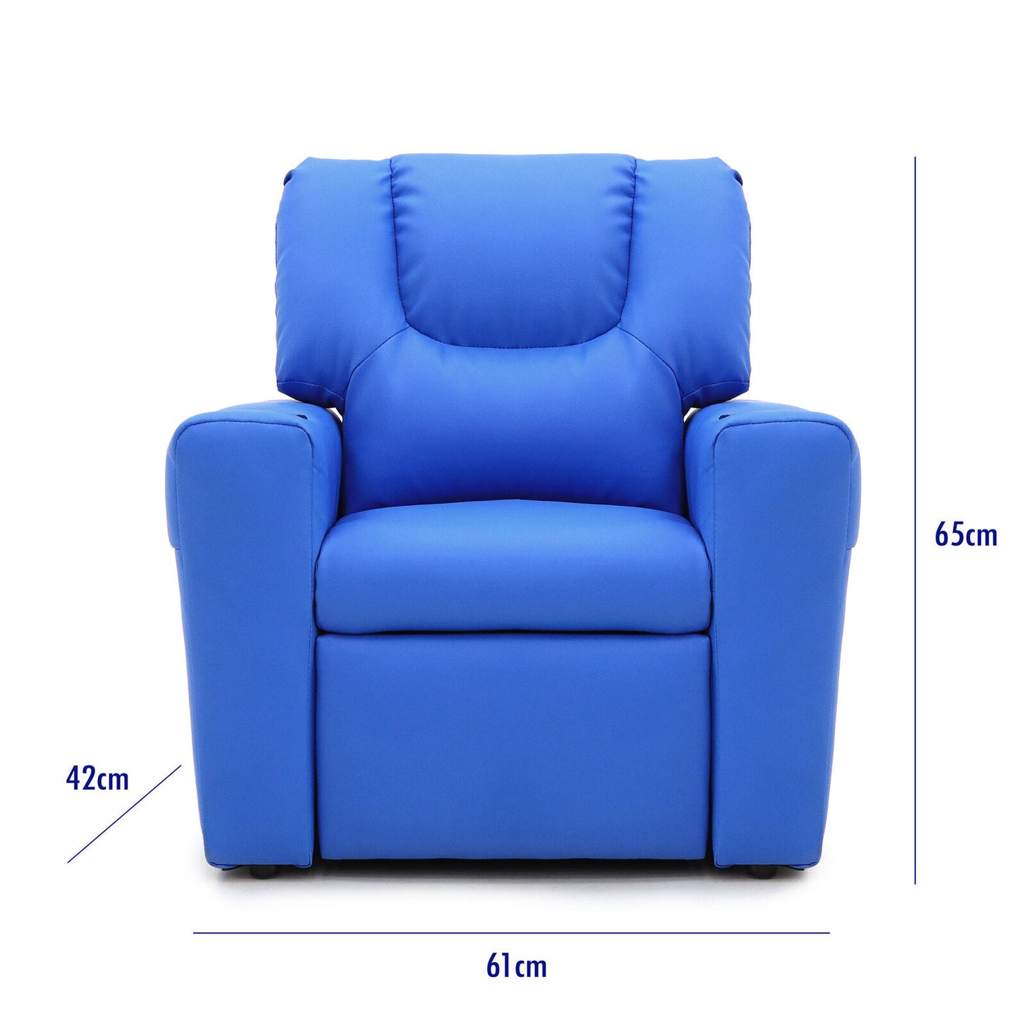 Kids Light Blue Recliner Chair w/ Footrest & Cup Holder V196-KR590LB_K