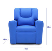 Kids Light Blue Recliner Chair w/ Footrest & Cup Holder V196-KR590LB_K