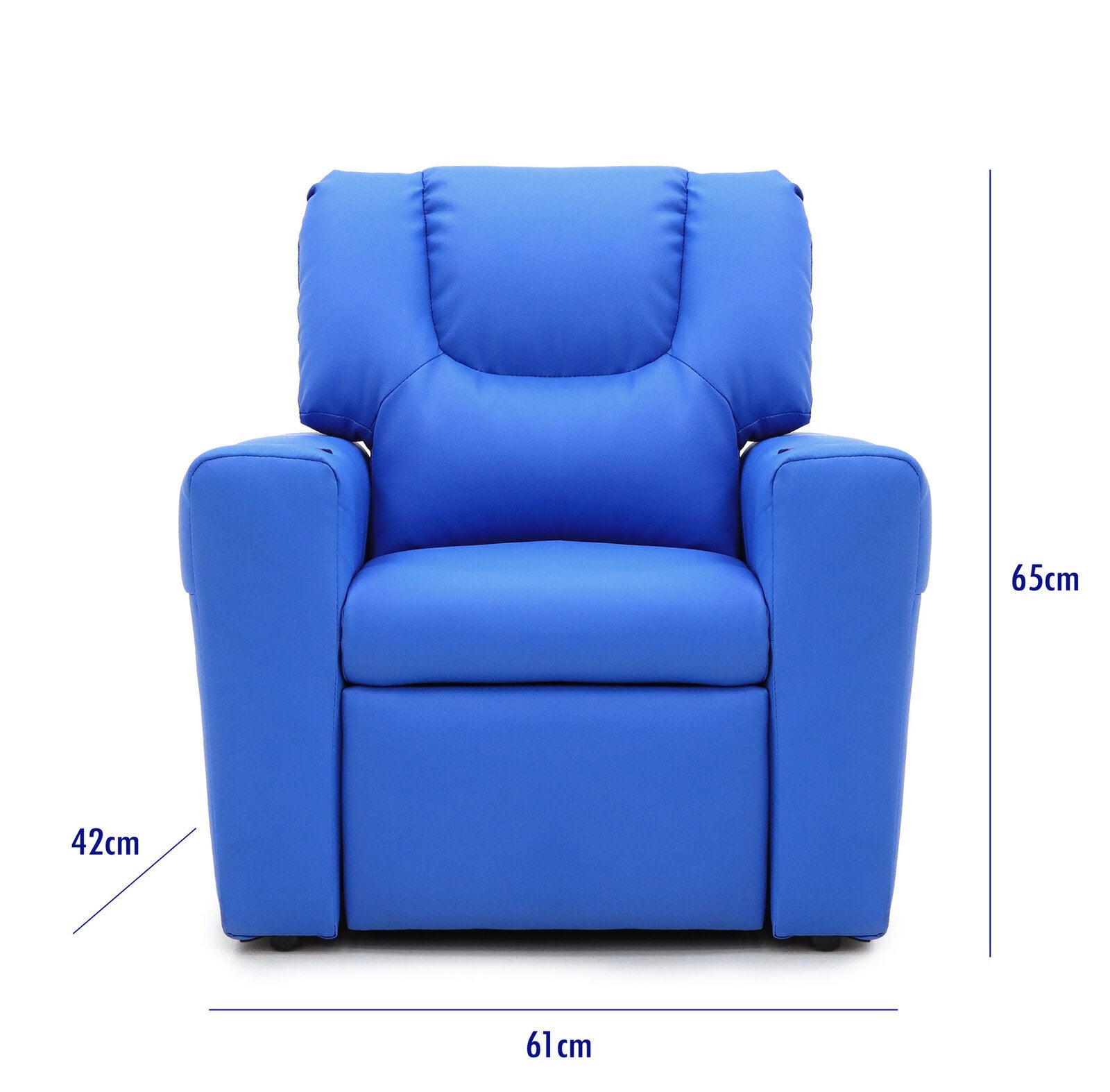 Kids Light Blue Recliner Chair w/ Footrest & Cup Holder V196-KR590LB_K