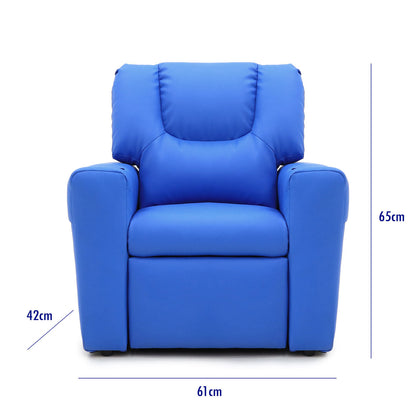 Kids Light Blue Recliner Chair w/ Footrest & Cup Holder V196-KR590LB_K