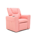 Kids Pink Recliner Chair w/ Footrest & Cup Holder V196-KR590P_K