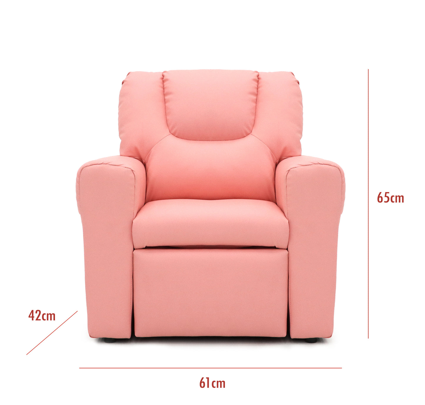 Kids Pink Recliner Chair w/ Footrest & Cup Holder V196-KR590P_K