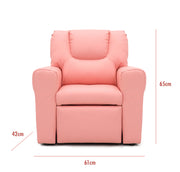Kids Pink Recliner Chair w/ Footrest & Cup Holder V196-KR590P_K