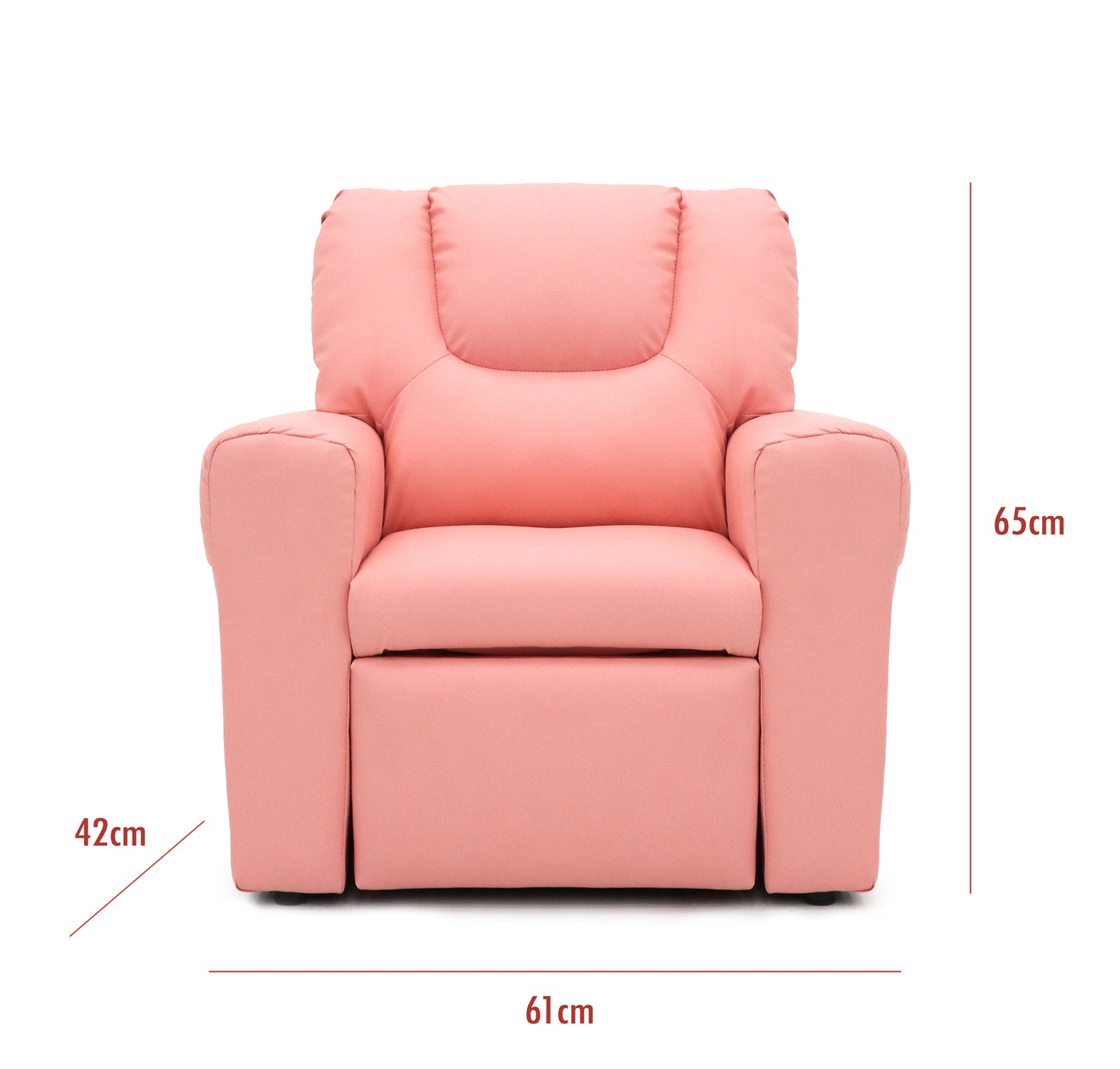 Kids Pink Recliner Chair w/ Footrest & Cup Holder V196-KR590P_K