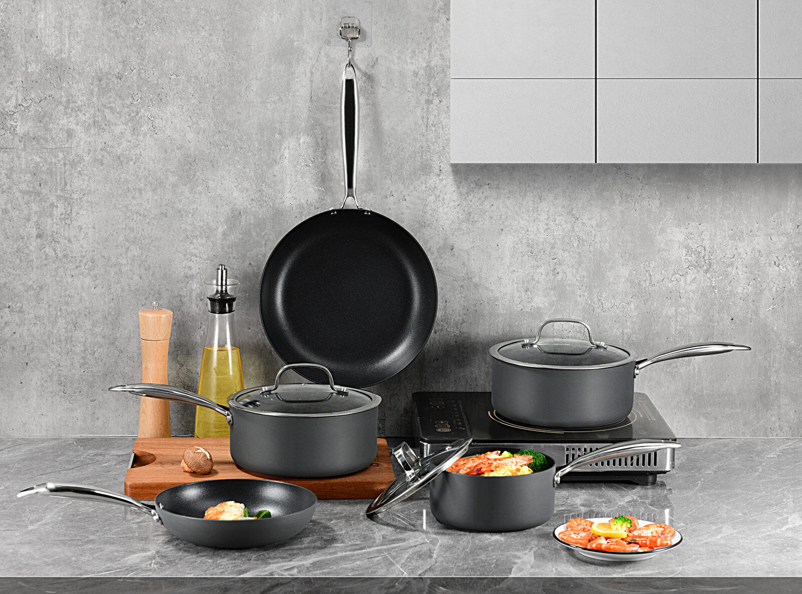 8-Piece Cookware Set with Non-stick Coating and Glass Lids V196-KS080