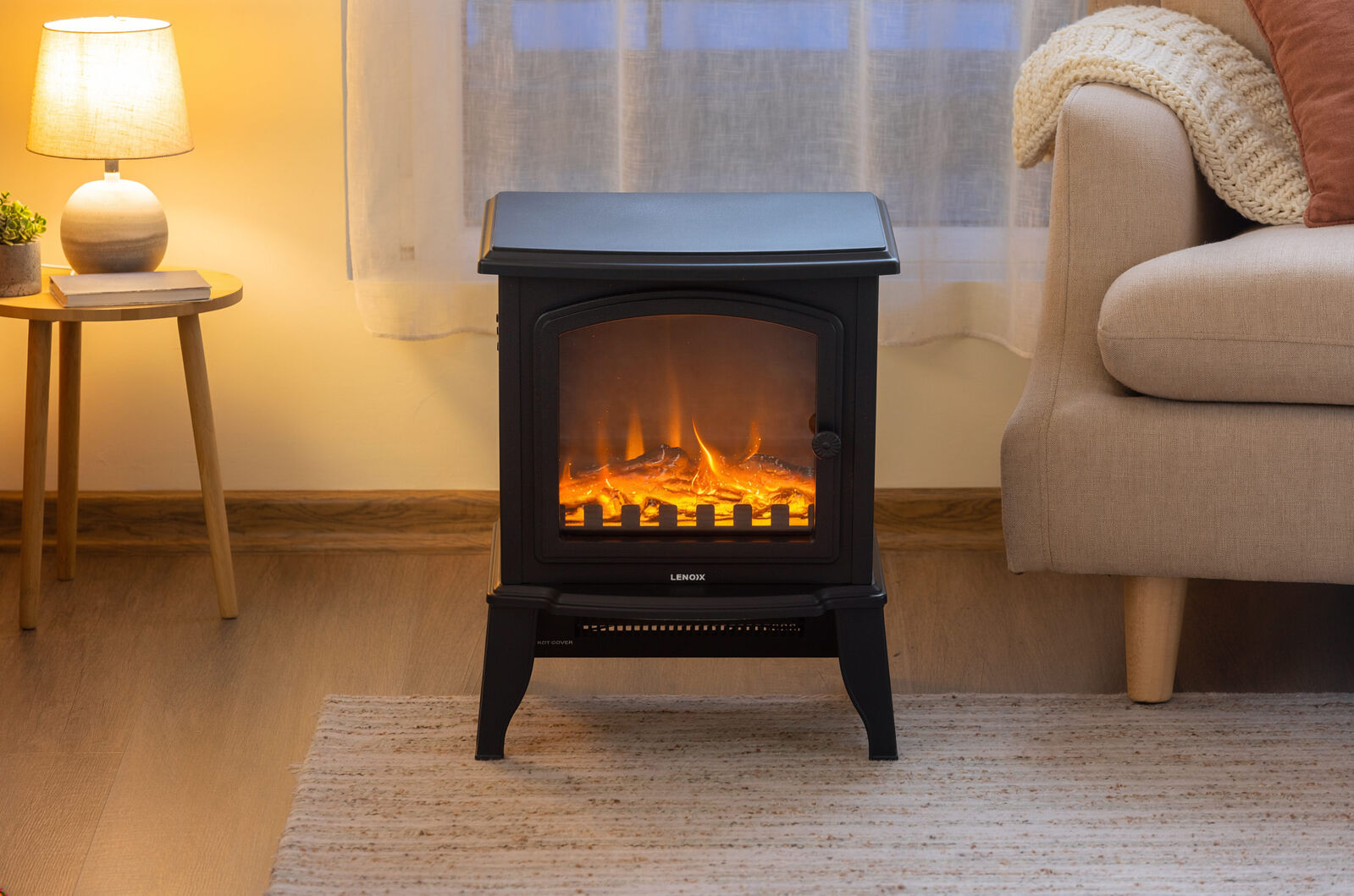 Electric 1000W to 2000W Fireplace Heater with Realistic Log Flame Display V196-LF190