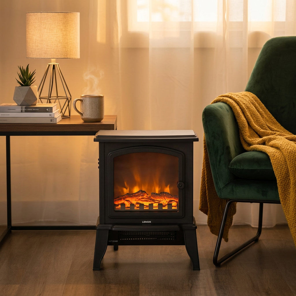 Electric 1000W to 2000W Fireplace Heater with Realistic Log Flame Display V196-LF190