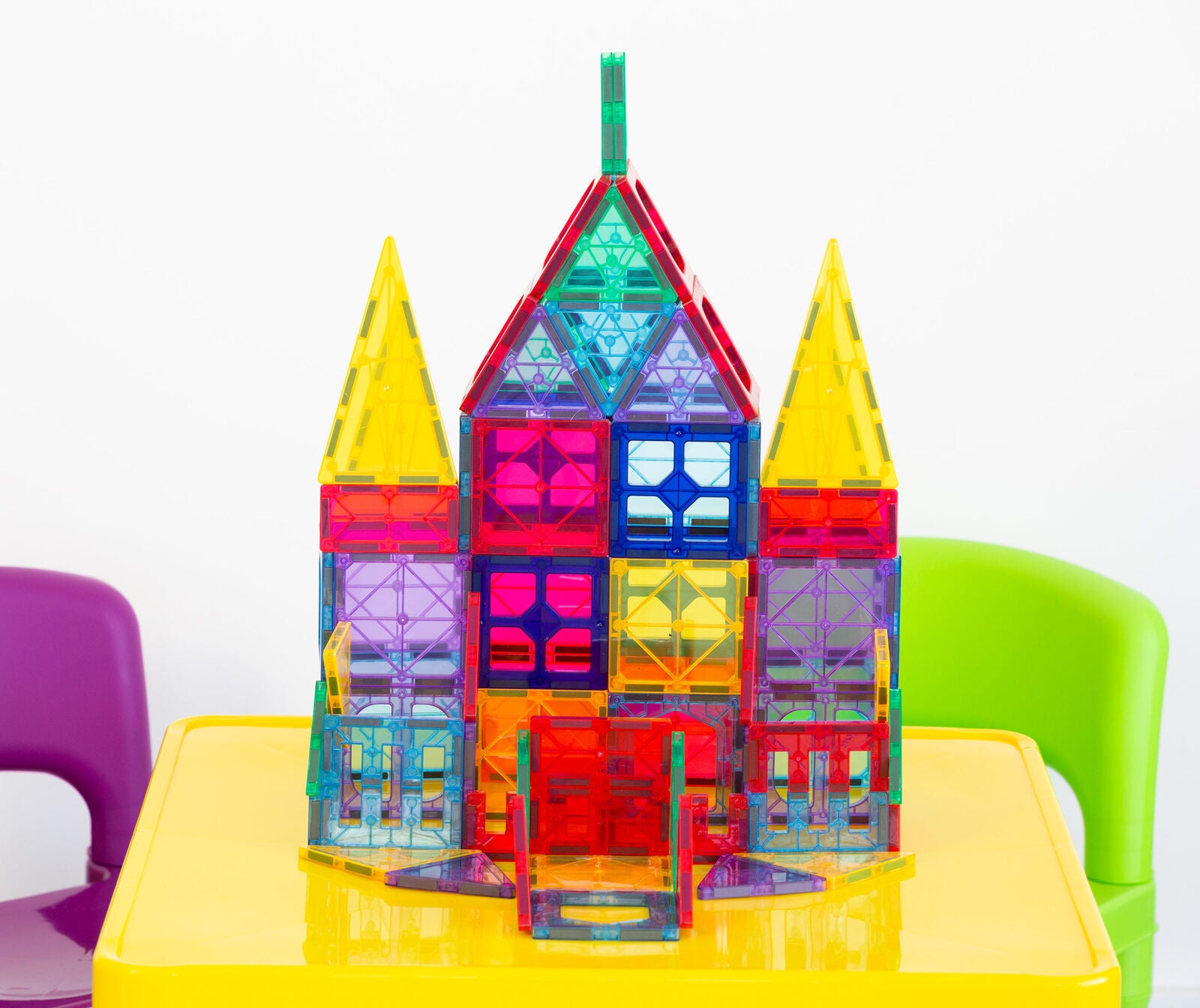 78 Pcs non-toxic STEM Educational, Durable Magnetic Tiles/Puzzle with Storage Bag V196-LZW-802
