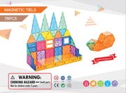 78 Pcs non-toxic STEM Educational, Durable Magnetic Tiles/Puzzle with Storage Bag V196-LZW-802