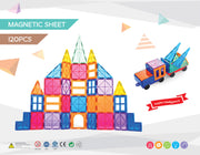 120 Pcs non-toxic STEM Educational, Durable Magnetic Tiles/Puzzle with Storage Bag V196-LZW-804