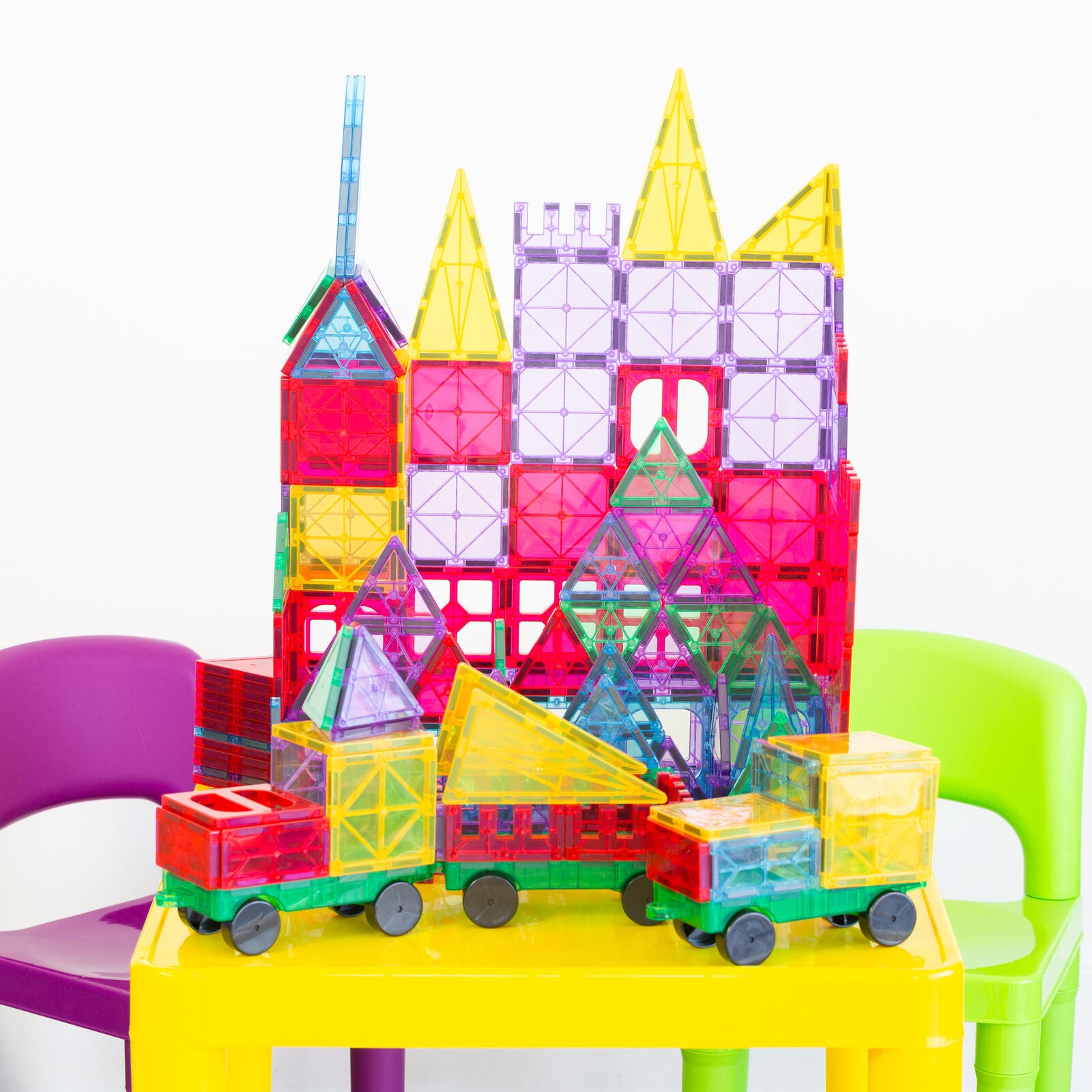 200 Pcs non-toxic STEM Educational, Durable Magnetic Tiles/Puzzle with Storage Bag V196-LZW-805