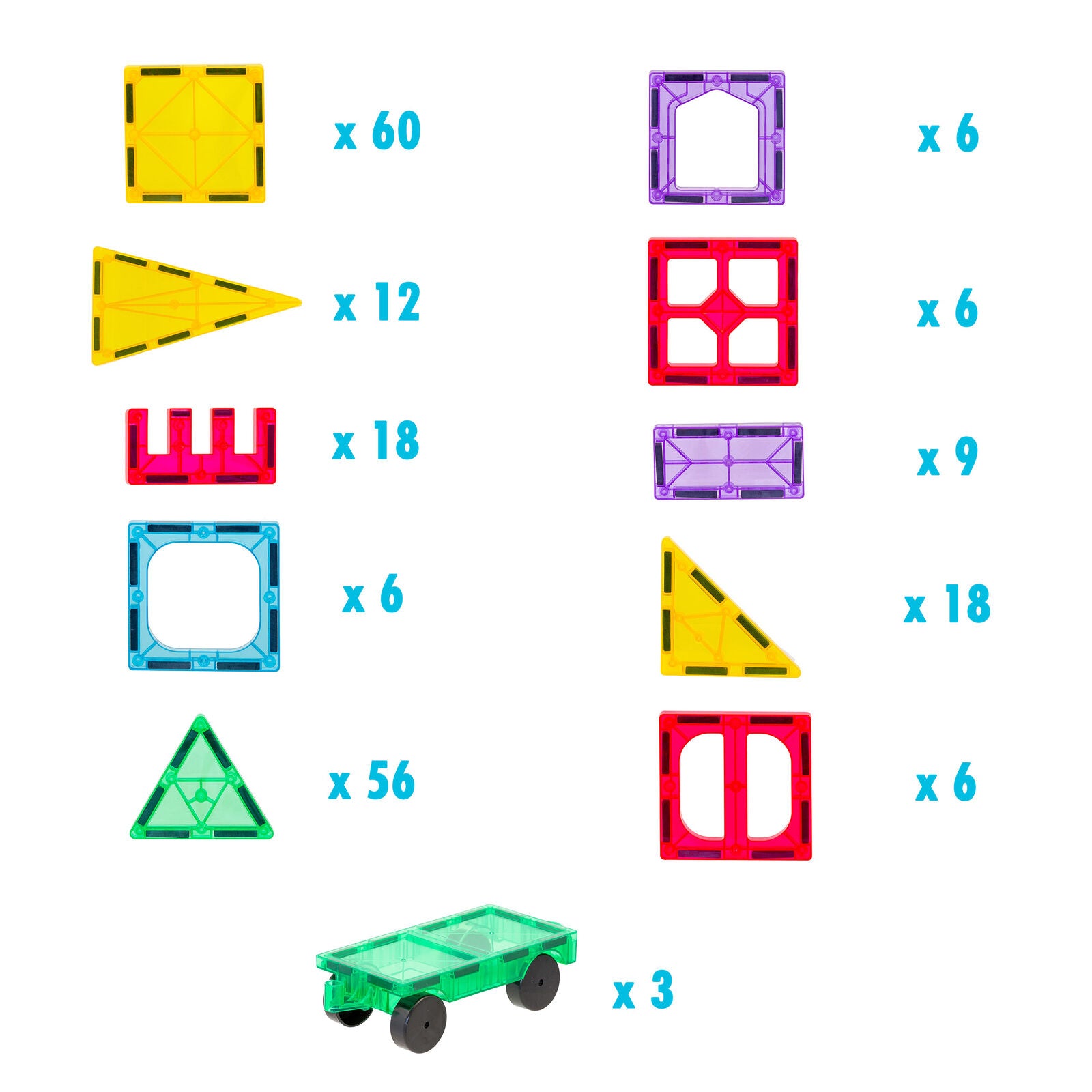 200 Pcs non-toxic STEM Educational, Durable Magnetic Tiles/Puzzle with Storage Bag V196-LZW-805