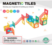 88 Pcs non-toxic STEM Educational, Durable Magnetic Tiles/Puzzle with Storage Bag V196-LZW-806