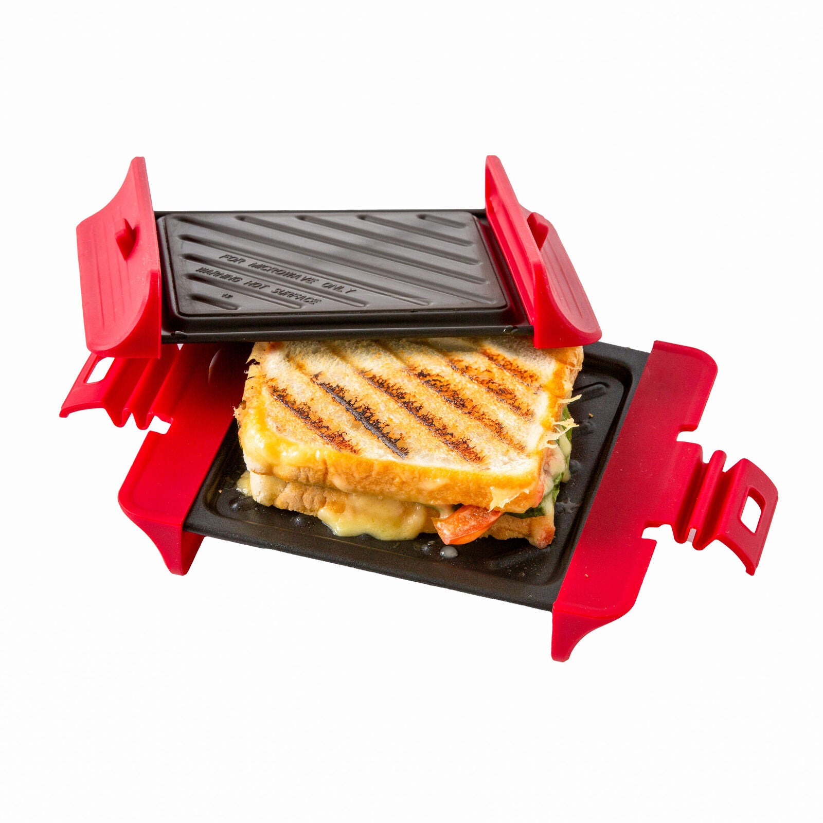 Compact Microwave Sandwich Maker Non-Stick Grill Plates for Quick Meals at Home, Work, or Travel V196-MGP100