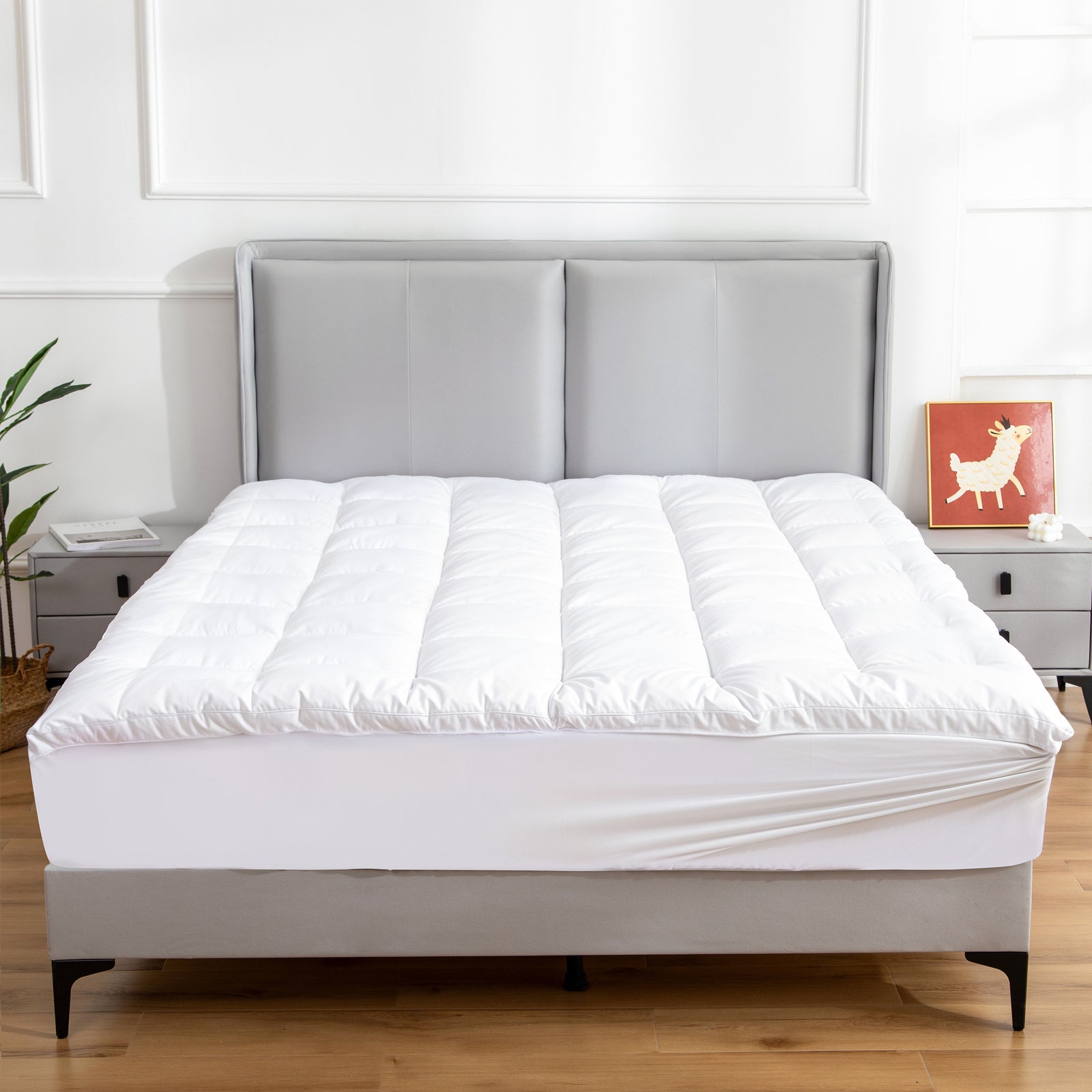 Hypoallergenic, Antibacterial w/ 100% Microfiber filling Mattress Topper - QUEEN V196-MTQ200_K