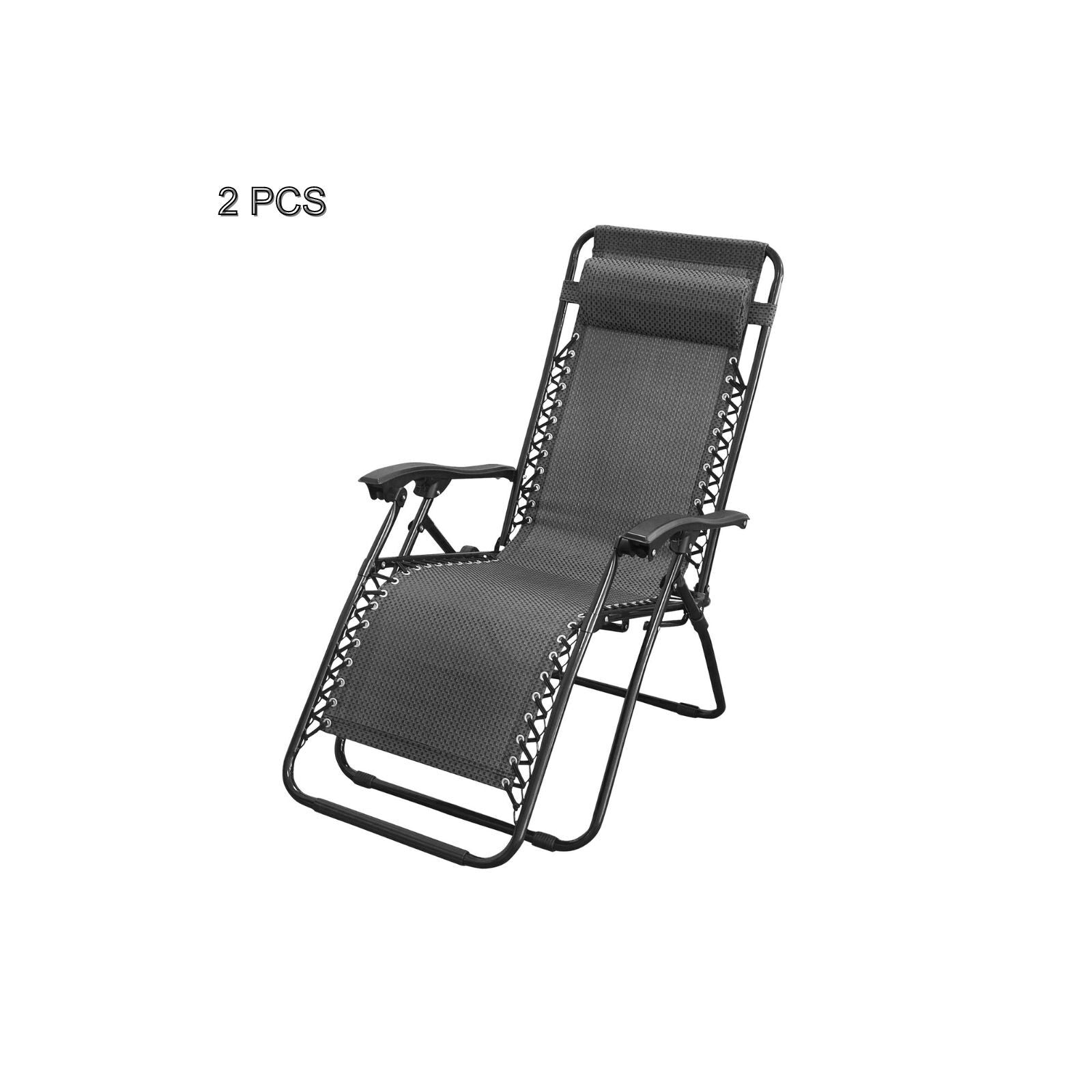 2 Pcs Zero Gravity Folding Reclining Chair (Black) V196-OF430