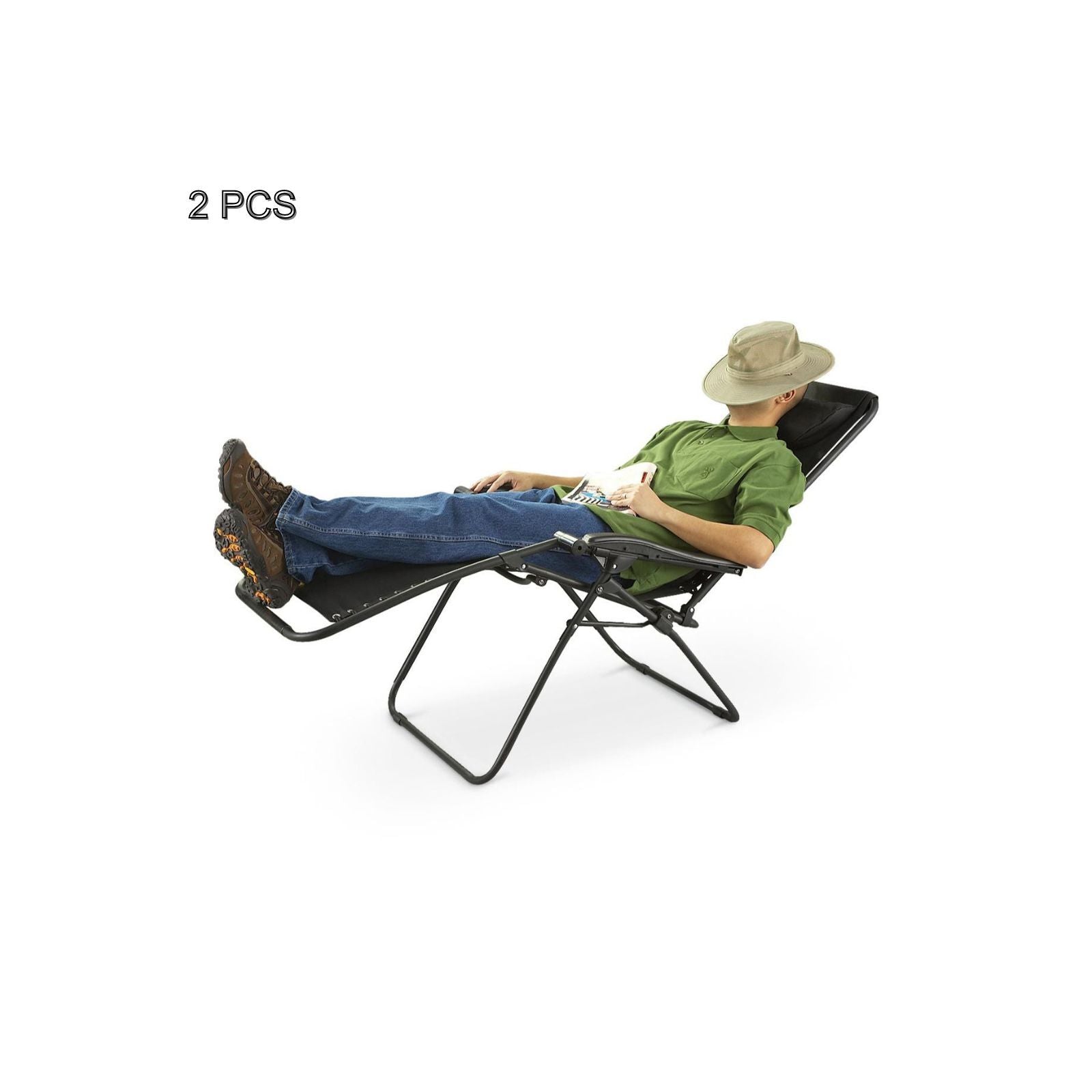 2 Pcs Zero Gravity Folding Reclining Chair (Black) V196-OF430