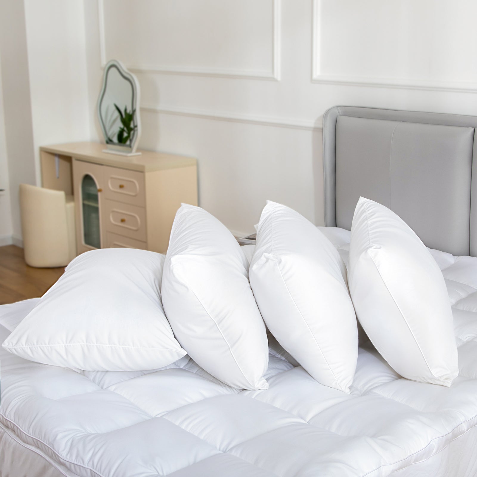 100 Percent Cotton Pillow Cover with 800g Poly Fill, Hypoallergenic, Antibacterial, and Cooling Technology 4 V196-P400_K