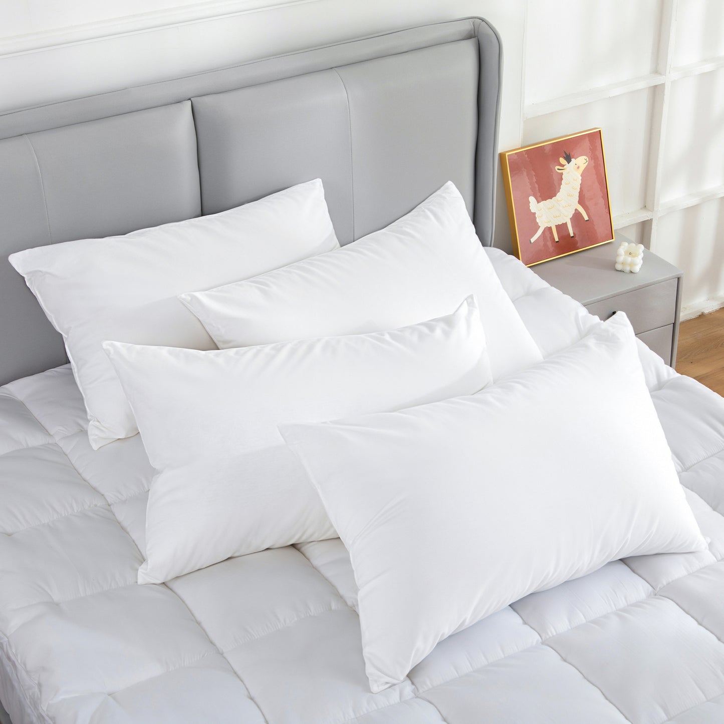 100 Percent Cotton Pillow Cover with 800g Poly Fill, Hypoallergenic, Antibacterial, and Cooling Technology 4 V196-P400_K
