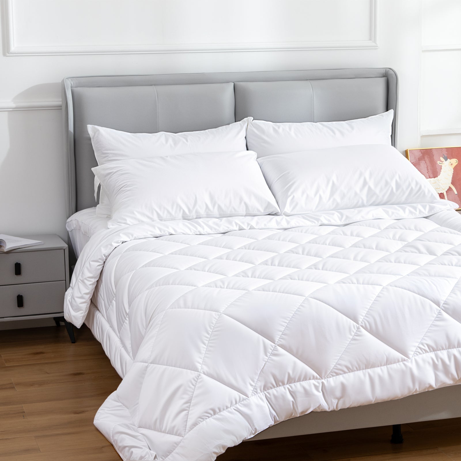 100 Percent Cotton Pillow Cover with 800g Poly Fill, Hypoallergenic, Antibacterial, and Cooling Technology 4 V196-P400_K