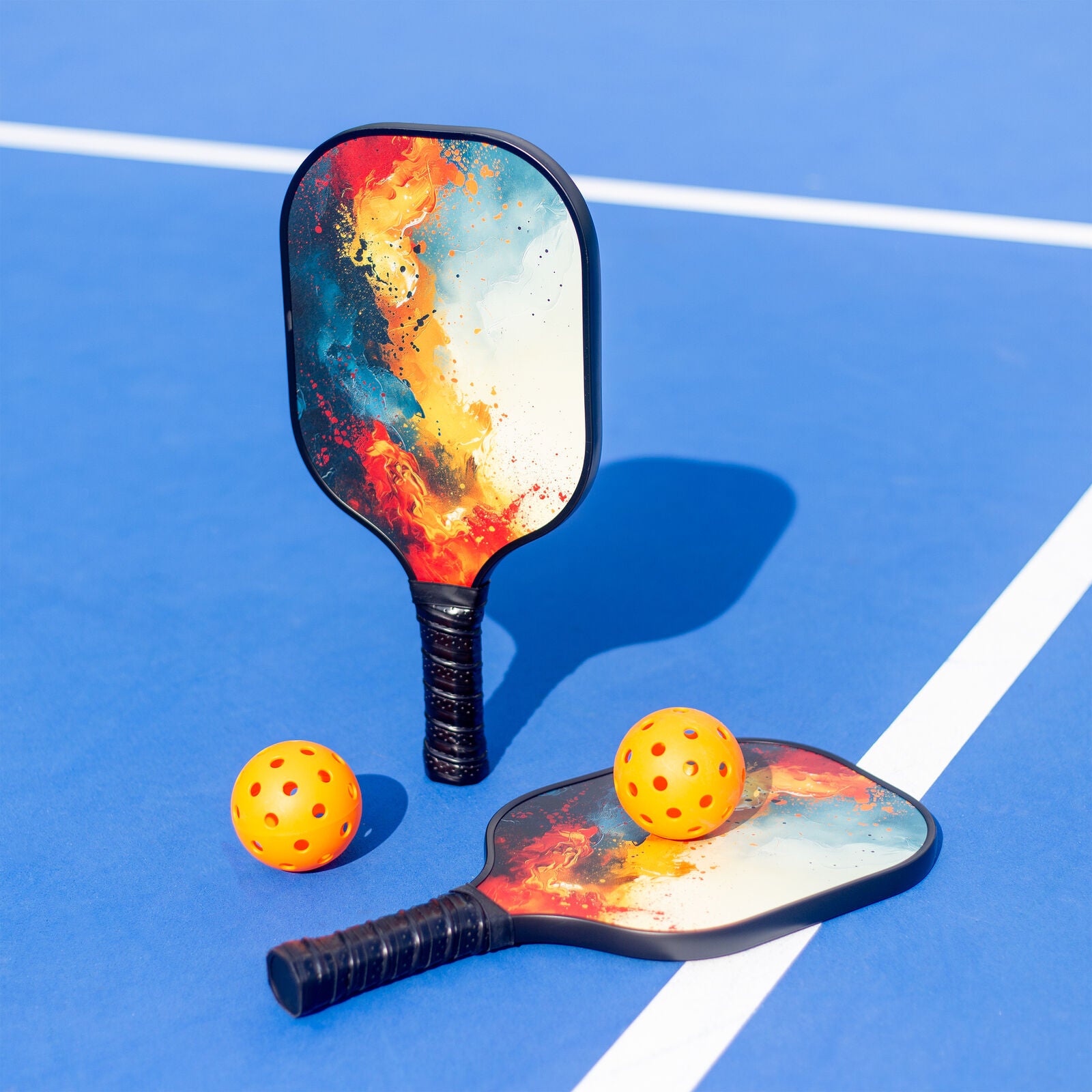 Pickleball Set with 6 Aerodynamic Balls and 2 Fiberglass Paddles V196-PBS26