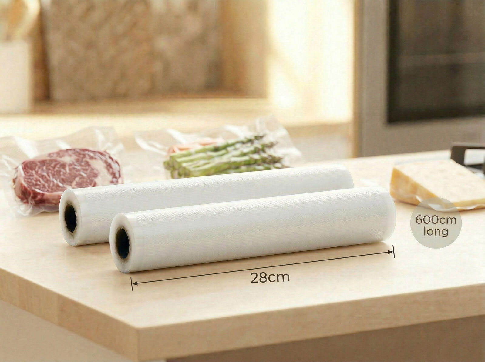 Vacuum Sealer Bags for Fresher Food (28cm) 2-Pack of Rolls V196-PR2860