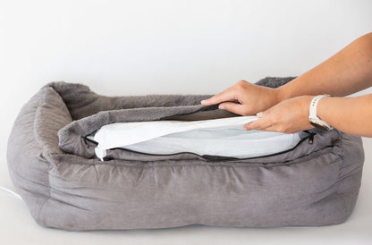 Easy to Clean Electric Heated Rabbit Faux Fur Covering Pet Bed - Small V196-PWB801