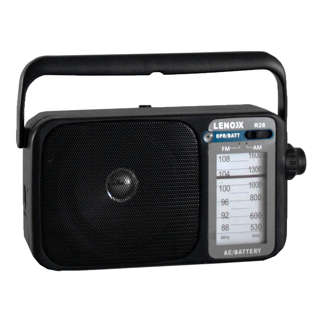 AM/FM Mantle Radio (Black) Battery Operated, w/ Bandwidth 540-1600 V196-R26