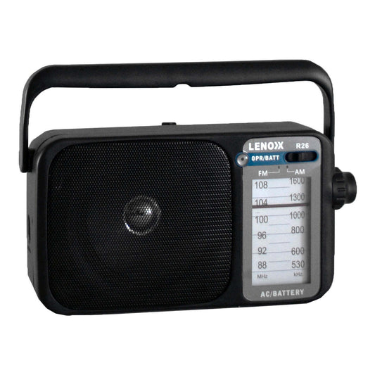 AM/FM Mantle Radio (Black) Battery Operated, w/ Bandwidth 540-1600 V196-R26