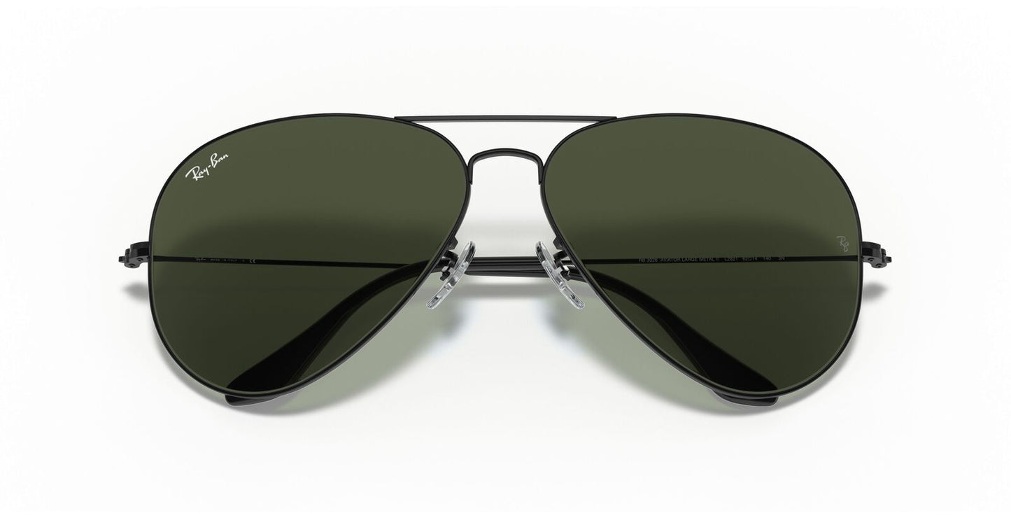 Aviator Large Metal II Sunglasses in Black and Green V196-RB3026-L2821