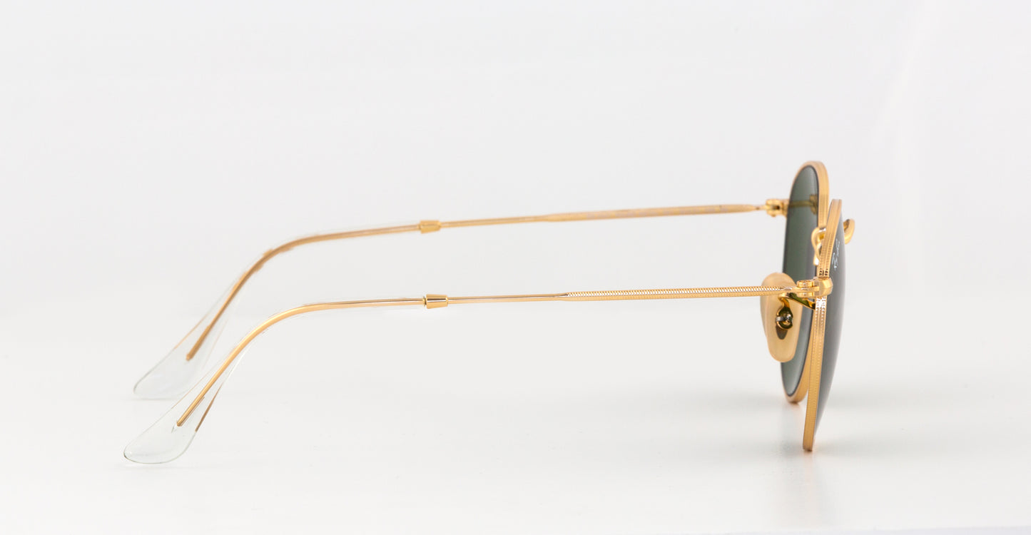 Classic Round Metal Sunglasses in Gold and Green V196-RB3447-001