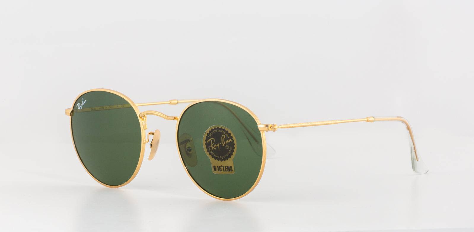 Classic Round Metal Sunglasses in Gold and Green V196-RB3447-001