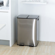 Stainless Steel Dual Compartment (30L each Section) Pedal Operation Rubbish Bin V196-SB80