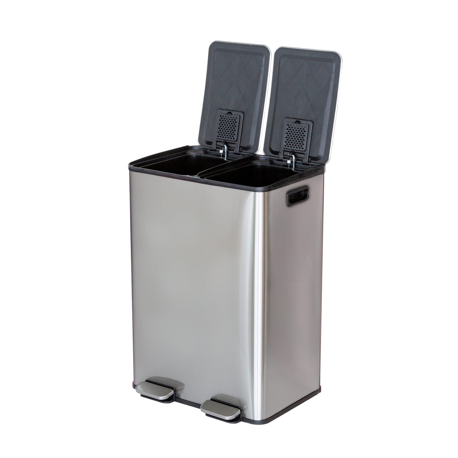 Stainless Steel Dual Compartment (30L each Section) Pedal Operation Rubbish Bin V196-SB80