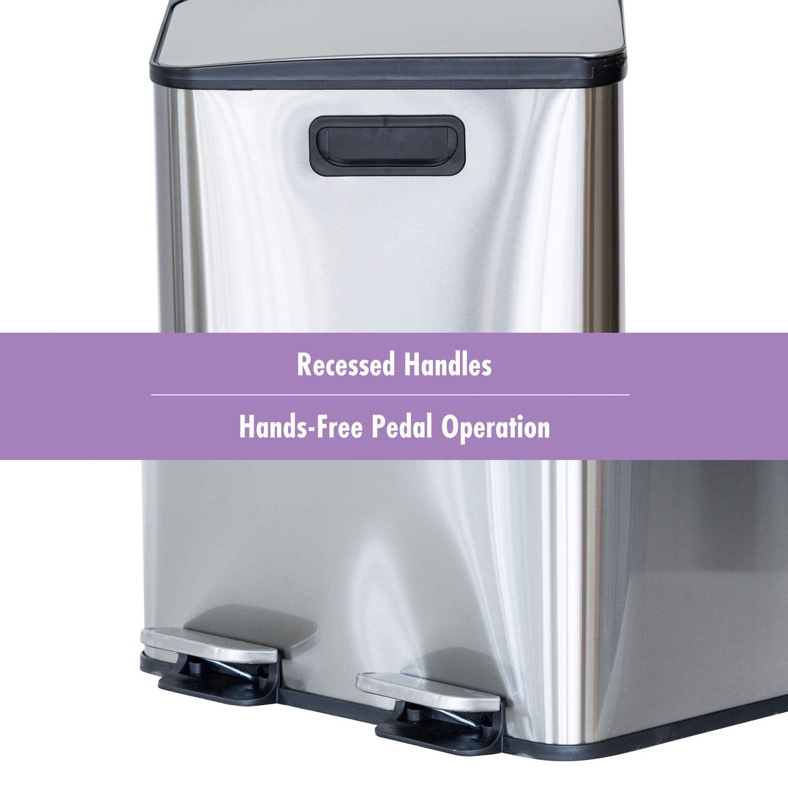 Stainless Steel Dual Compartment (30L each Section) Pedal Operation Rubbish Bin V196-SB80